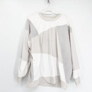 LULULEMON Gray White Patchwork Colorblock Sweatshirt